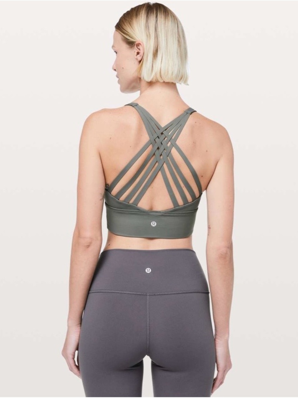 lululemon free to be moved bra size 8 grey sage